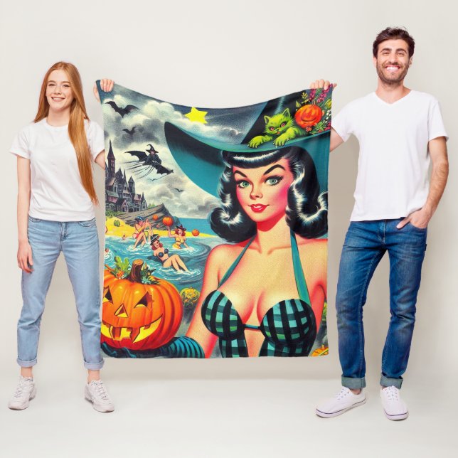 Couverture Polaire Pin-up Halloween vintage (En situation)