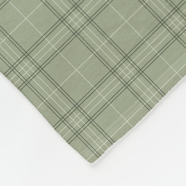 Couverture Polaire Pine Deer Plaid - sauge vert cabincore tartan. (Coin)