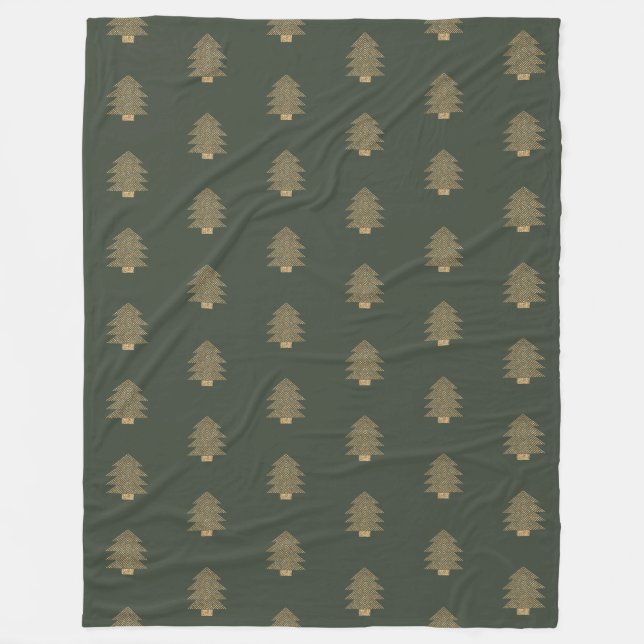 Couverture Polaire Pine Green Gold Glitzy Parties scintillant Arbres  (Devant)