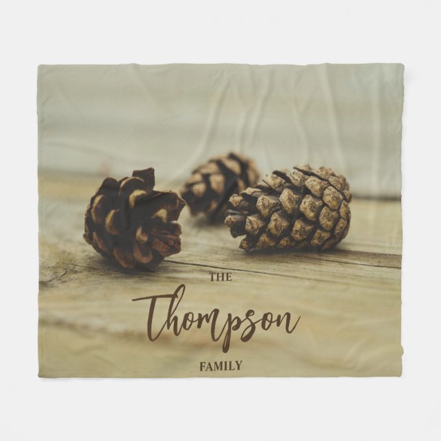 Couverture Polaire Pinecones Brown Rustiques Automne Photo Nom person (Devant (Horizontal))