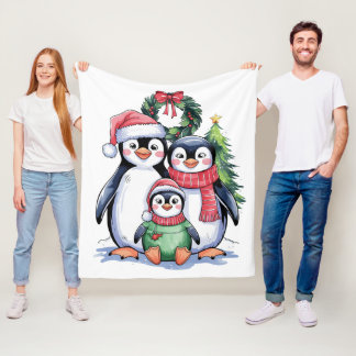 Couverture Polaire Pingouin amusant Pyjamas de famille correspondant 