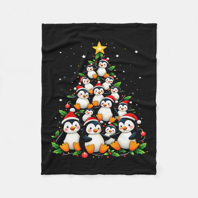 Couverture Polaire Pingouin de Noël mignonne animal de vacances (Devant)
