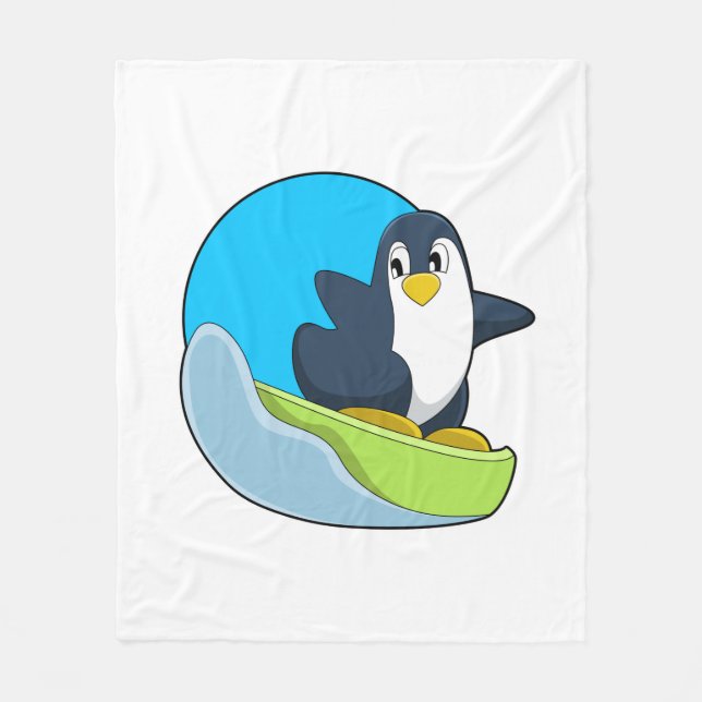 Couverture Polaire Pingouin en Snowboardeur avec Sonowboard.PNG (Devant)