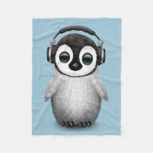 Couverture Polaire Pingouin mignon personnalisable DJ de bébé avec