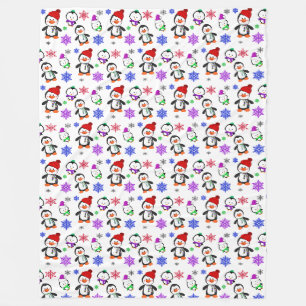 Couverture Polaire Pingouins et flocons de neige Noël
