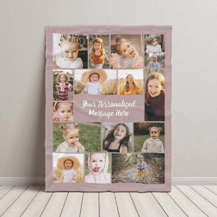Couverture Polaire Pink 16 Photo Collage Personnalisé Moderne