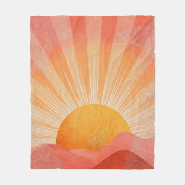 Couverture Polaire Pink and Orange Boho Sunrise (Devant)