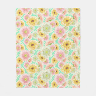 Couverture Polaire Pink and Yellow Floral Pattern