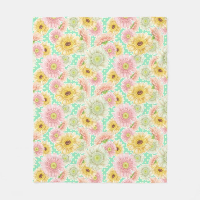 Couverture Polaire Pink and Yellow Floral Pattern (Devant)