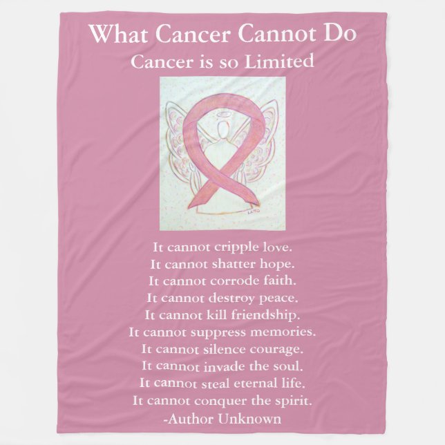 Couverture Polaire Pink Awareness Ruban Cancer Angel Chemo Blanche (Devant)