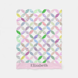 Couverture Polaire Pink Baby Girl Vintage Quilt Design Nom personnali