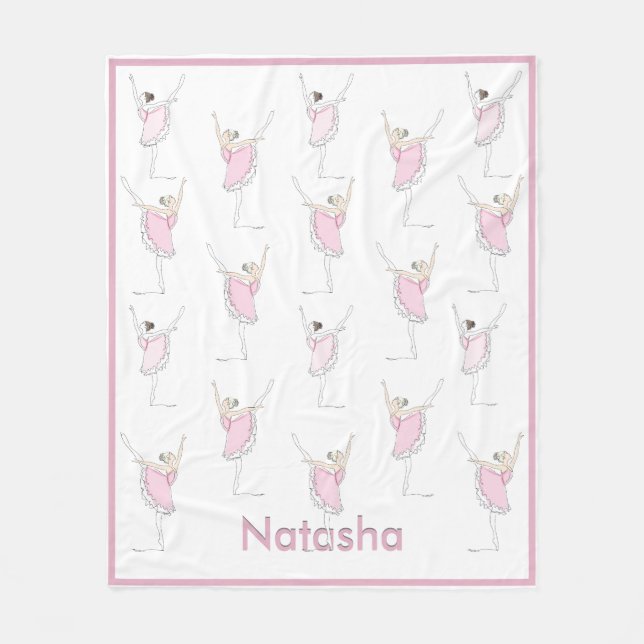 Couverture Polaire Pink Ballerina Nom personnalisé Dance Girl (Devant)