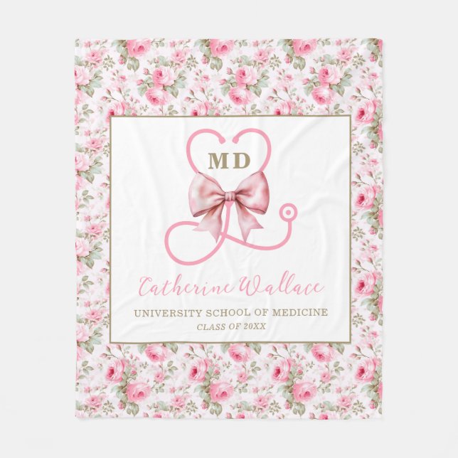 Couverture Polaire Pink Bow Med School Graduation (Devant)