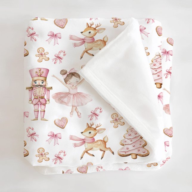 Couverture Polaire Pink Christmas Nutcracker Fleece Blanket (Créateur téléchargé)