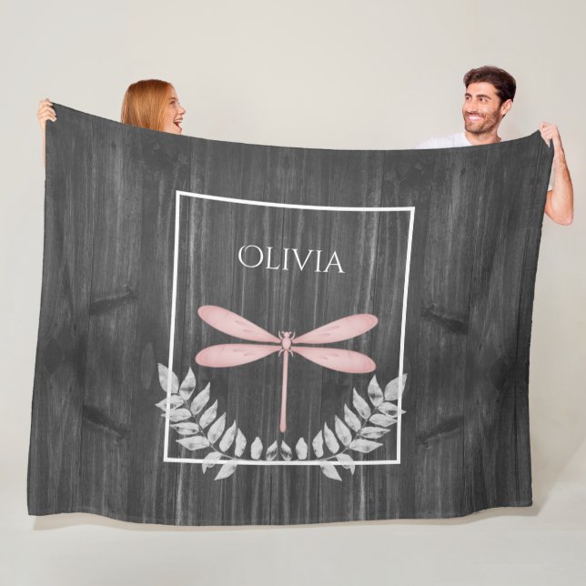 Couverture Polaire Pink Dragonfly Rustic Personnalisé polaire Blanche (En situation)