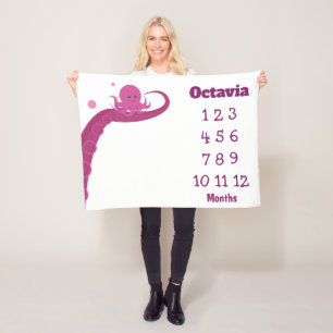 Couverture Polaire Pink Octopus Nom Jalon Fleece Blanche