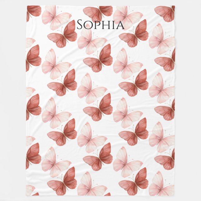 Couverture Polaire Pink Red Butterflies   (Devant)