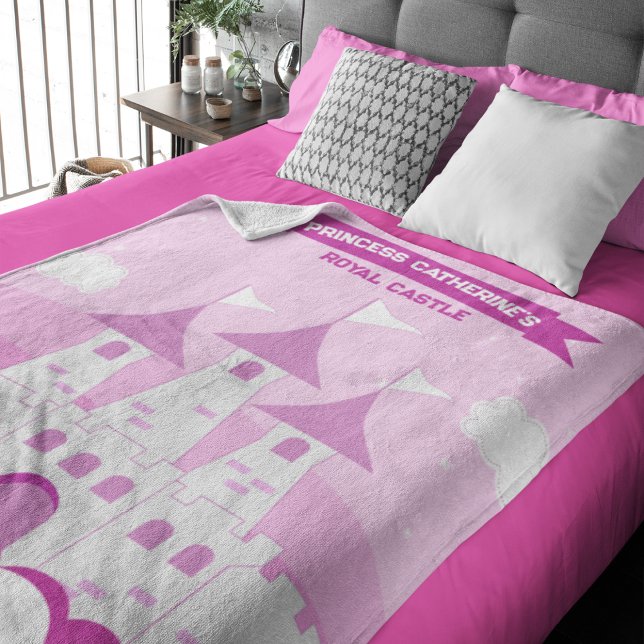Couverture Polaire Pink Royal Princess Castle Girl Anniversaire (Créateur téléchargé)
