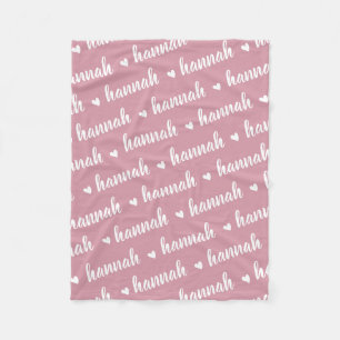 Couverture Polaire Pink Simple Personnalisé Nom Répétant Bébé Fille