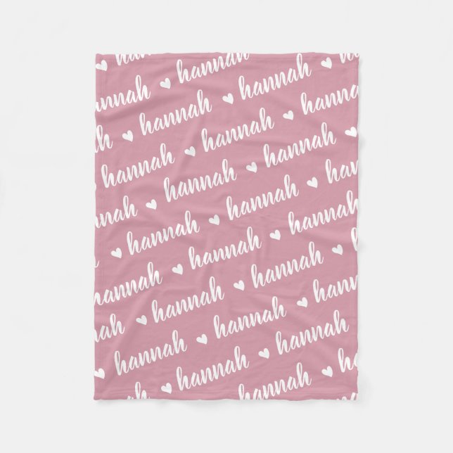 Couverture Polaire Pink Simple Personnalisé Nom Répétant Bébé Fille (Devant)