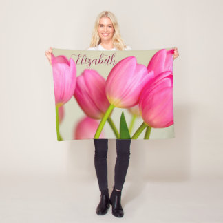 Couverture Polaire Pink Tulips Personalize