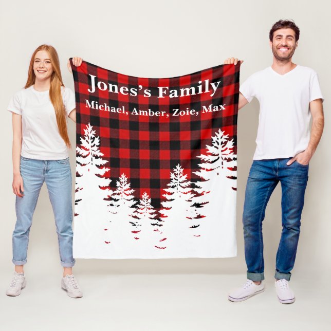 Couverture Polaire Pins plaid classique roux de buffle rouge rouge (En situation)