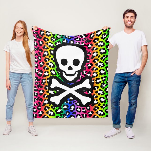 Couverture Polaire Pirate Jolly roger arc-en-ciel LGBT (En situation)