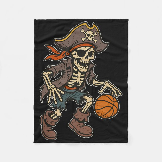 Couverture Polaire Pirate Skeleton Basketball Halloween Pirate Costum (Devant)