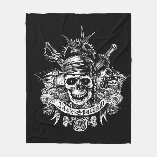 Couverture Polaire Pirates des Caraïbes 5| Crâne Jack Sparrow (Devant)