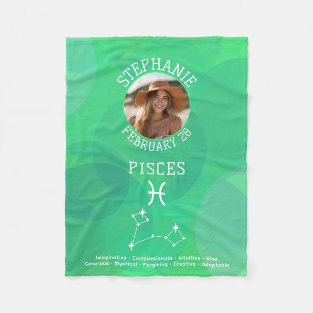 Couverture Polaire Pisces Zodiac Astrologie Photo Personnalisée Date  (Devant)