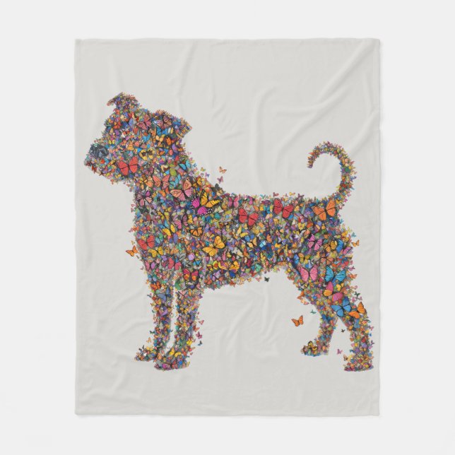 Couverture Polaire Pitbull Butterfly Silhouette Bully Dog Lover Bone (Devant)