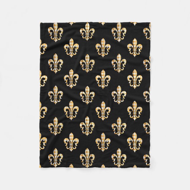 Couverture Polaire PixDezines fleur de lis/noir/or (Devant)