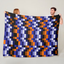 Pixel Art Fleece Blanket - Blues, Orange et Terre