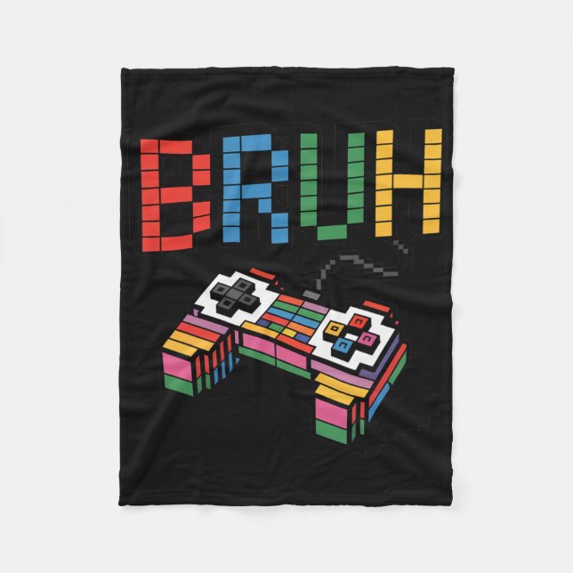 Couverture Polaire Pixel Block Gamer Controller Bruh Funny Retro Styl (Devant)