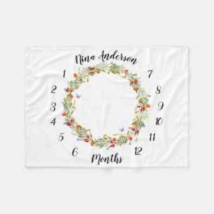 Couverture Polaire Placer un jalon de bébé avec des fleurs et des pap