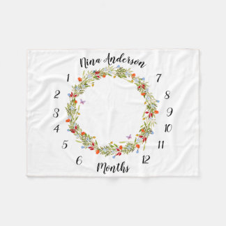 Couverture Polaire Placer un jalon de bébé avec des fleurs et des pap