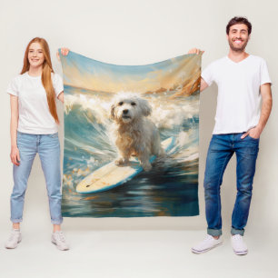 Couverture Polaire Plage de Coton De Tulear Peinture de surf