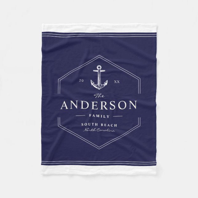 Couverture Polaire Plage moderne Nautical Family Ancre Boat Sailor (Devant)