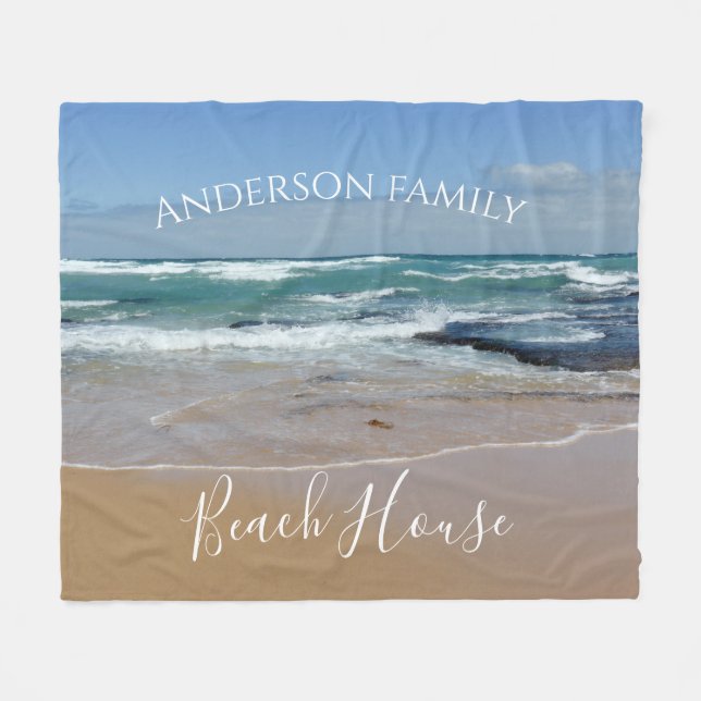 Couverture Polaire Plage Ocean personnalisée (Devant (Horizontal))
