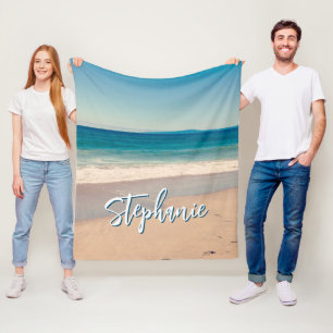 Couverture Polaire Plage personnalisée Photo Ocean Blue