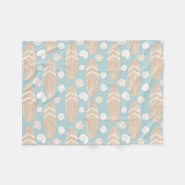 Couverture Polaire Plage Surfboard Bébé Bleu Fleece Blanket (Devant (Horizontal))