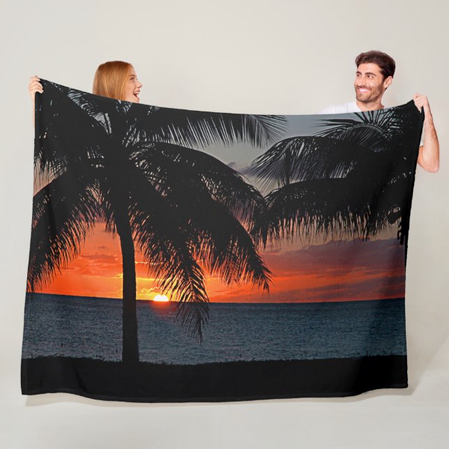 Couverture Polaire Plage Tropical Sunset Palm Trees (En situation)