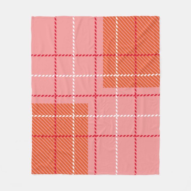 Couverture Polaire Plaid À damiers Motif en tissu rose, pâle ou (Devant)