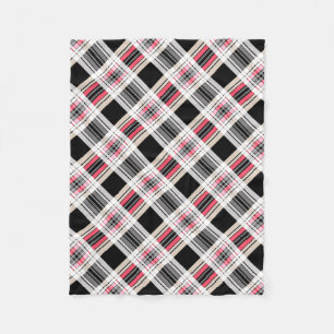 Couverture Polaire Plaid blanc noir rouge