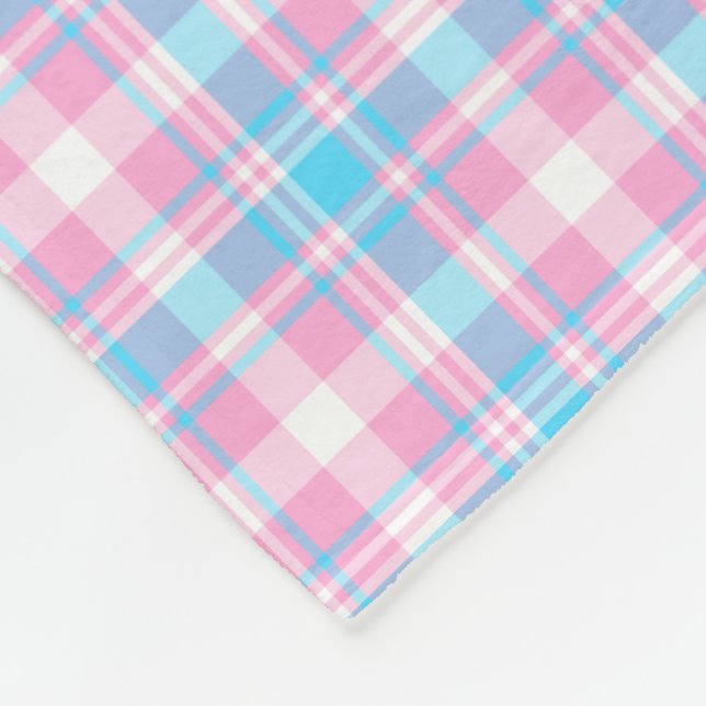 Couverture Polaire Plaid bleu-clair, rose et blanc (Coin)