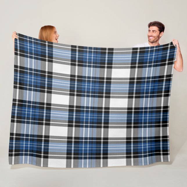 Couverture Polaire Plaid Bleu Et Noir (En situation)