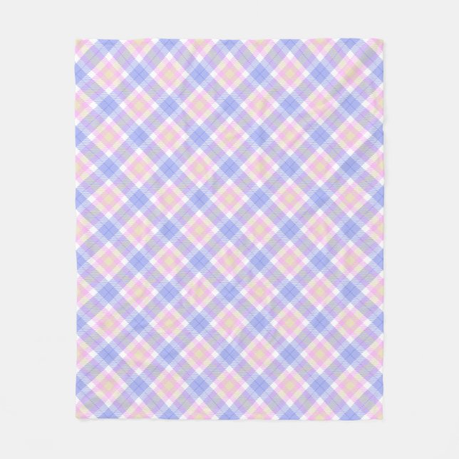 Couverture Polaire Plaid bleu rose jaune (Devant)