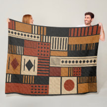 Plaid de décoration Sherpa en mudcloth africain mo