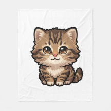 Plaid de laine douce avec un chaton brun mignon
