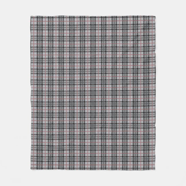Couverture Polaire Plaid de pixel dans le gris avec la rayure rouge (Devant)